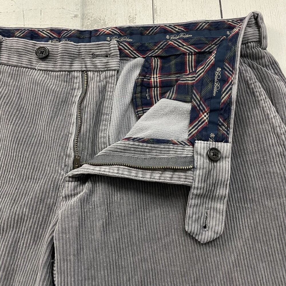 Brooks Brothers Men's W36 x L28 Gray Flat Front Heavyweight Corduroy Pants - Picture 4 of 8